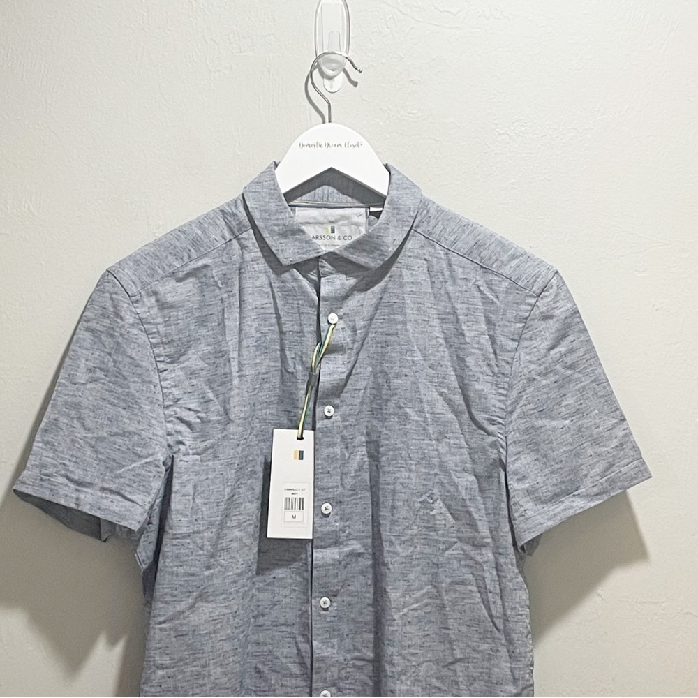 LARSSON & CO SPIRIT OF SCANDINAVIA Men’s Blue Short Sleeve Button Up Shirt M - Picture 2 of 10